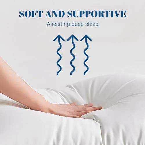 Perfect Sleeper 16x24 Inch Set of 4 Pillows, Soft Density for Stomach and Back Sleepers, Standard, Pack of 4, White, 41 x 61 cm - Plain White