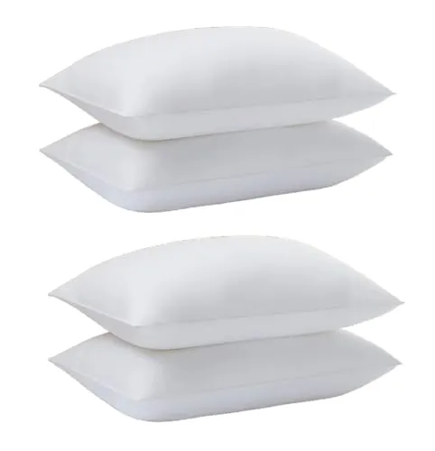 Perfect Sleeper 16x24 Inch Set of 4 Pillows, Soft Density for Stomach and Back Sleepers, Standard, Pack of 4, White, 41 x 61 cm - Plain White