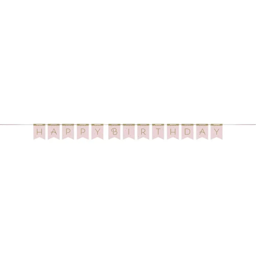 Pink & Gold Happy Birthday Banner