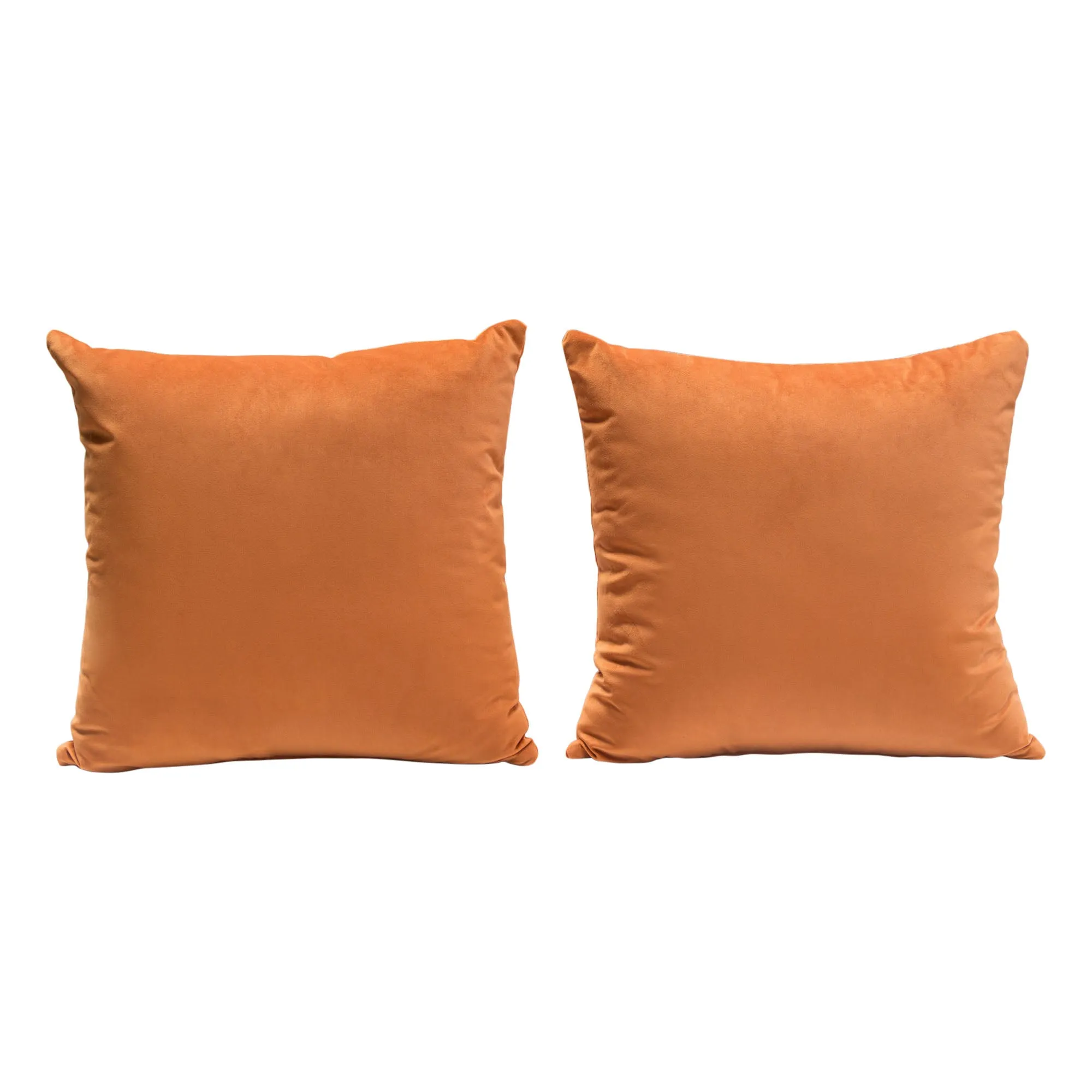 Set of (2) 16" Square Accent Pillows in Rust Orange Velvet by Diamond Sofa