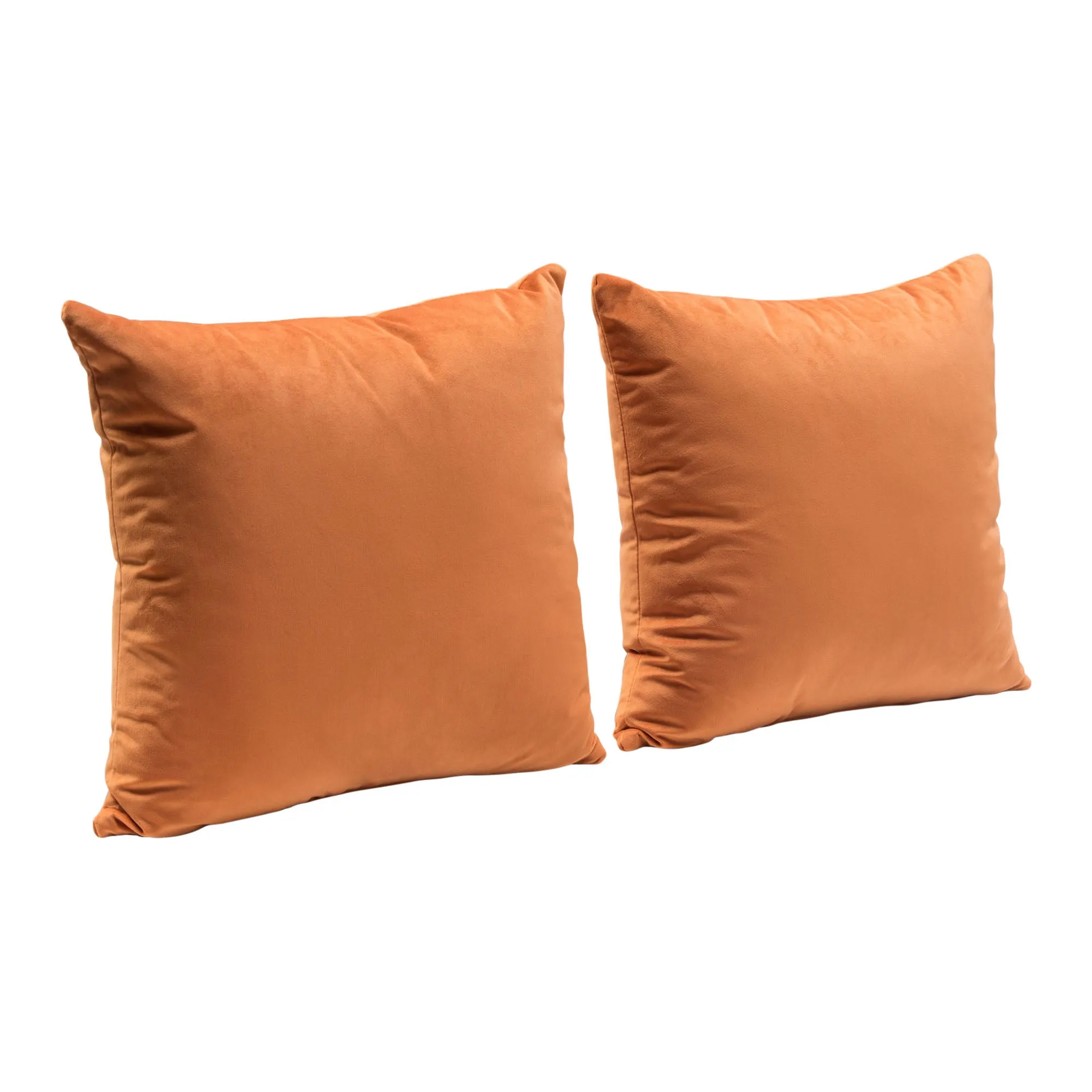 Set of (2) 16" Square Accent Pillows in Rust Orange Velvet by Diamond Sofa