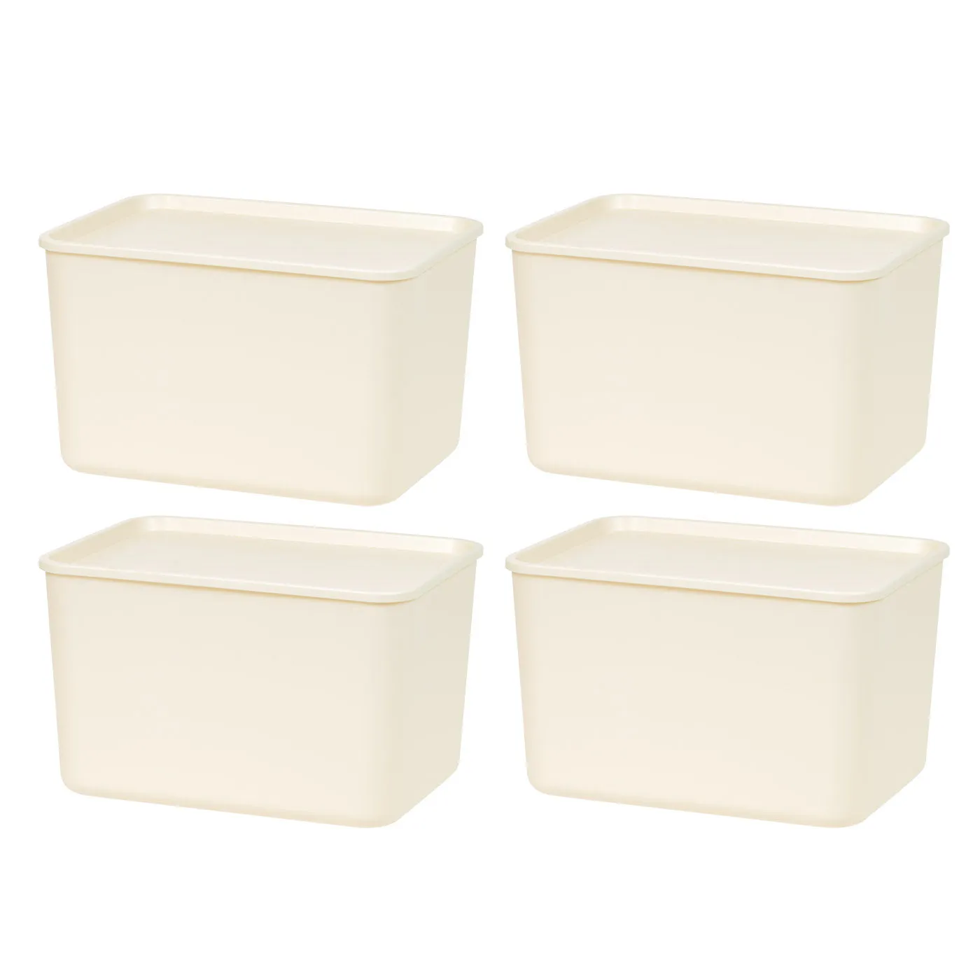 Stackable Lidded Storage Organizer Bins for Kitchen, Bathroom and Bedroom, Large, 4Pack