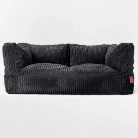 The 2 Seater Albert Sofa Bean Bag - Cord Black