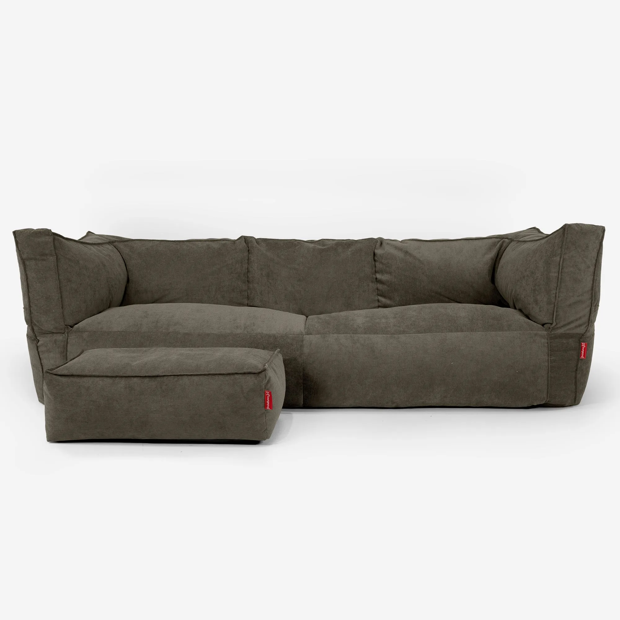 The 3 Seater Albert Sofa Bean Bag - Needlecord Olive