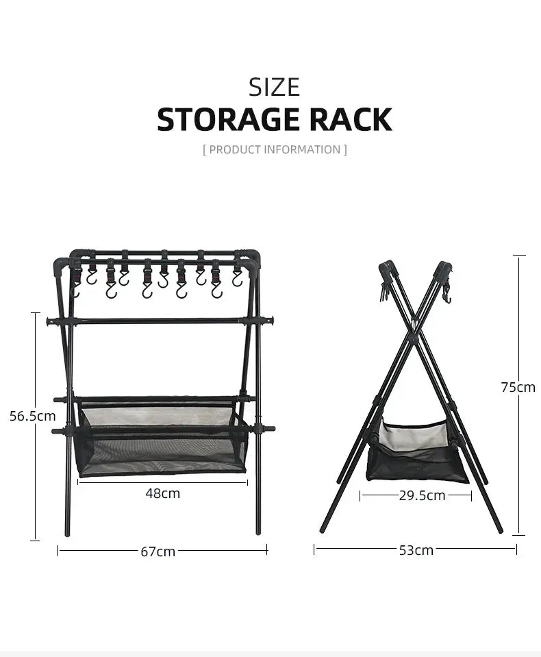 Triangle Shelf Aluminum Alloy Folding w/Net Bag Hanging Rack