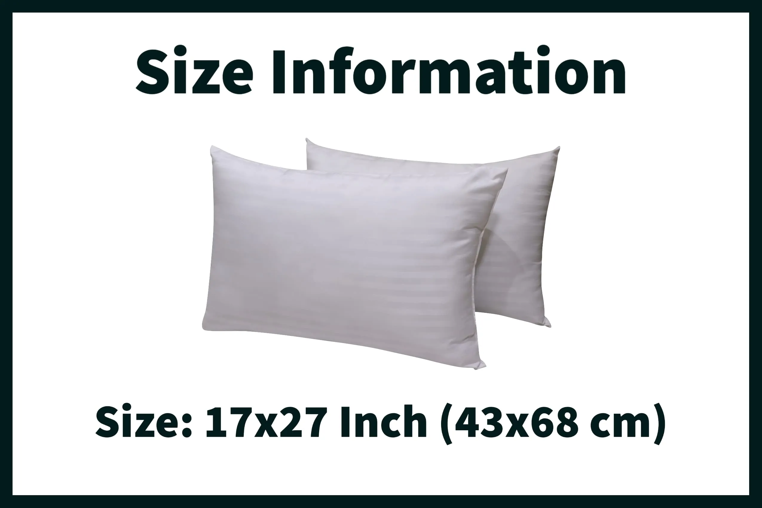 VLYSIUM Standard Size 17x27 Inch Satin Stripe Sleeping Pillows with Cotton Fiber Fill, Pack of 2, White